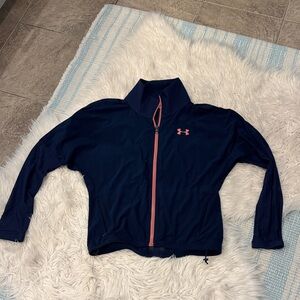 Under Armour Women's Dark Blue Jacket with Pink Zipper